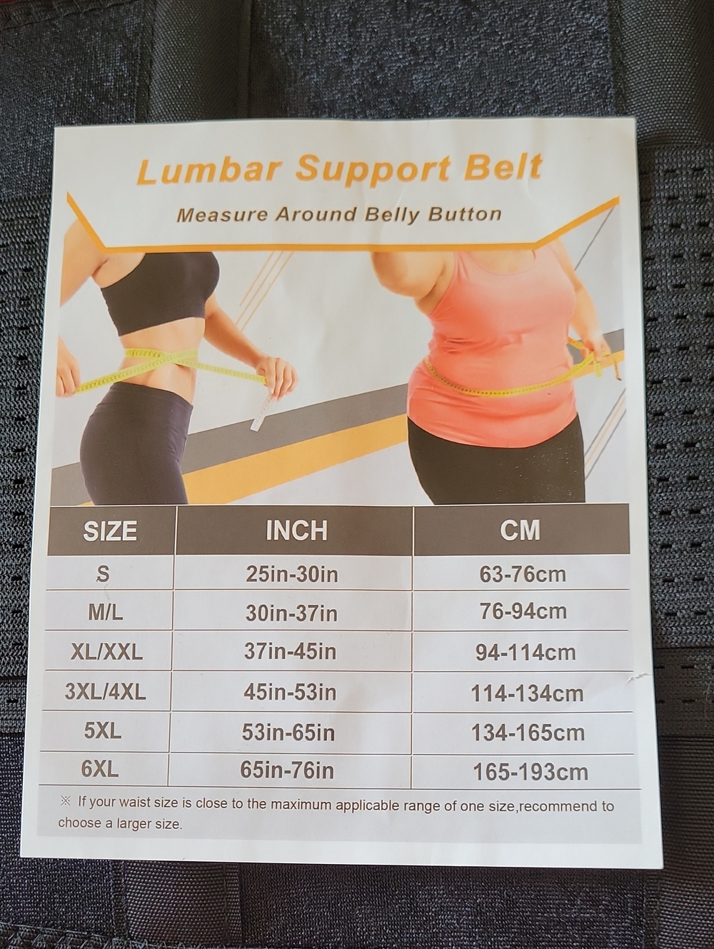 Lumbar Support Belt - Black 5XL. Fits 53in.-65in. - Picture 3 of 3